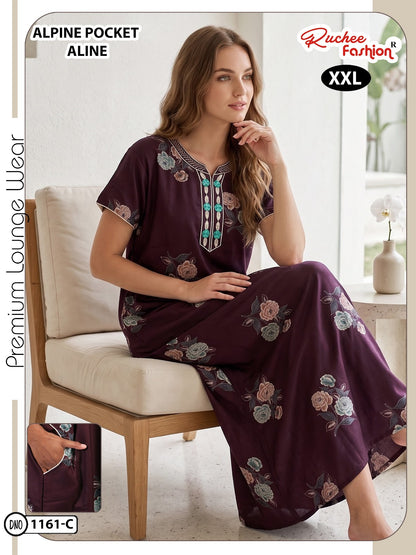 Design 1161-1164 Ruchee Fashion Alpine Night Gowns Wholesaler Gujarat