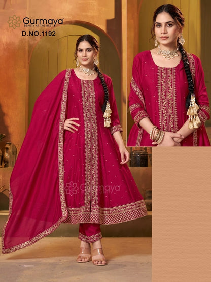 Design 1167-1169-1192-1193 Aanchi Vichitra Silk Readymade Suits Wholesaler India