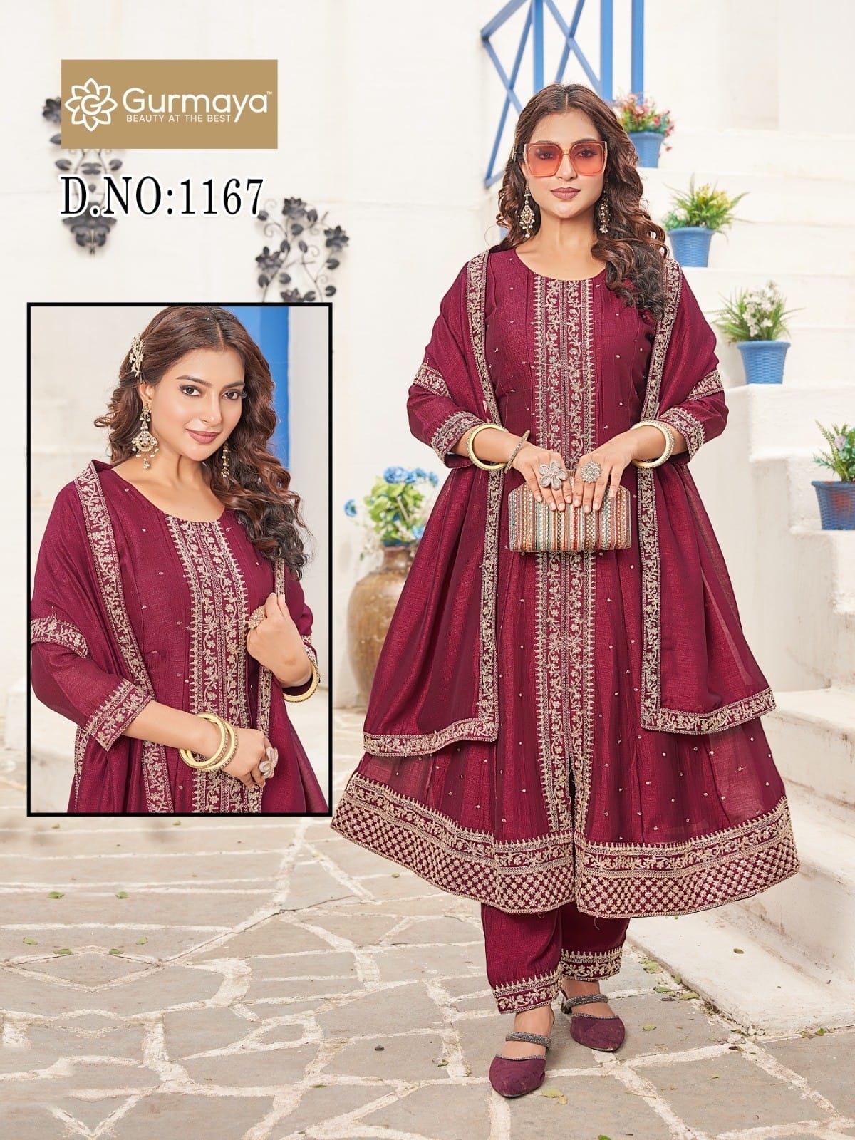Design 1167-1169-1192-1193 Aanchi Vichitra Silk Readymade Suits Wholesaler India