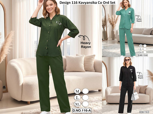Design 116 Kavyansika Rayon 22Kg Co Ord Set Wholesaler