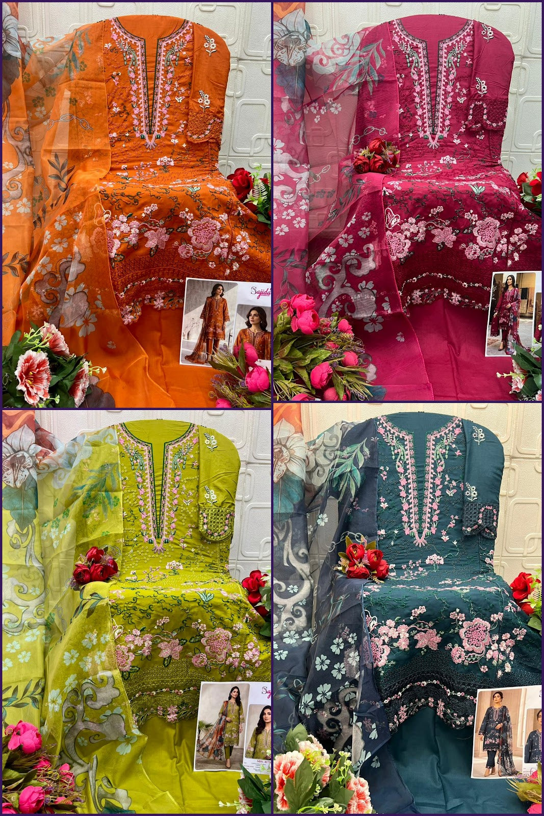 Design 1179 Sajida Cambric Cotton Pakistani Salwar Suits Exporter