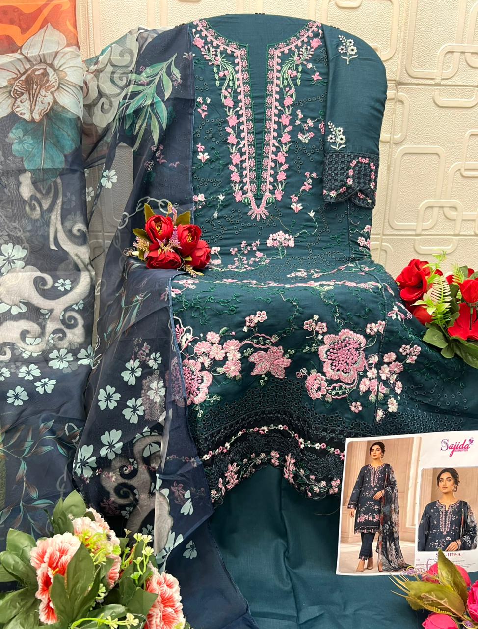 Design 1179 Sajida Cambric Cotton Pakistani Salwar Suits Exporter