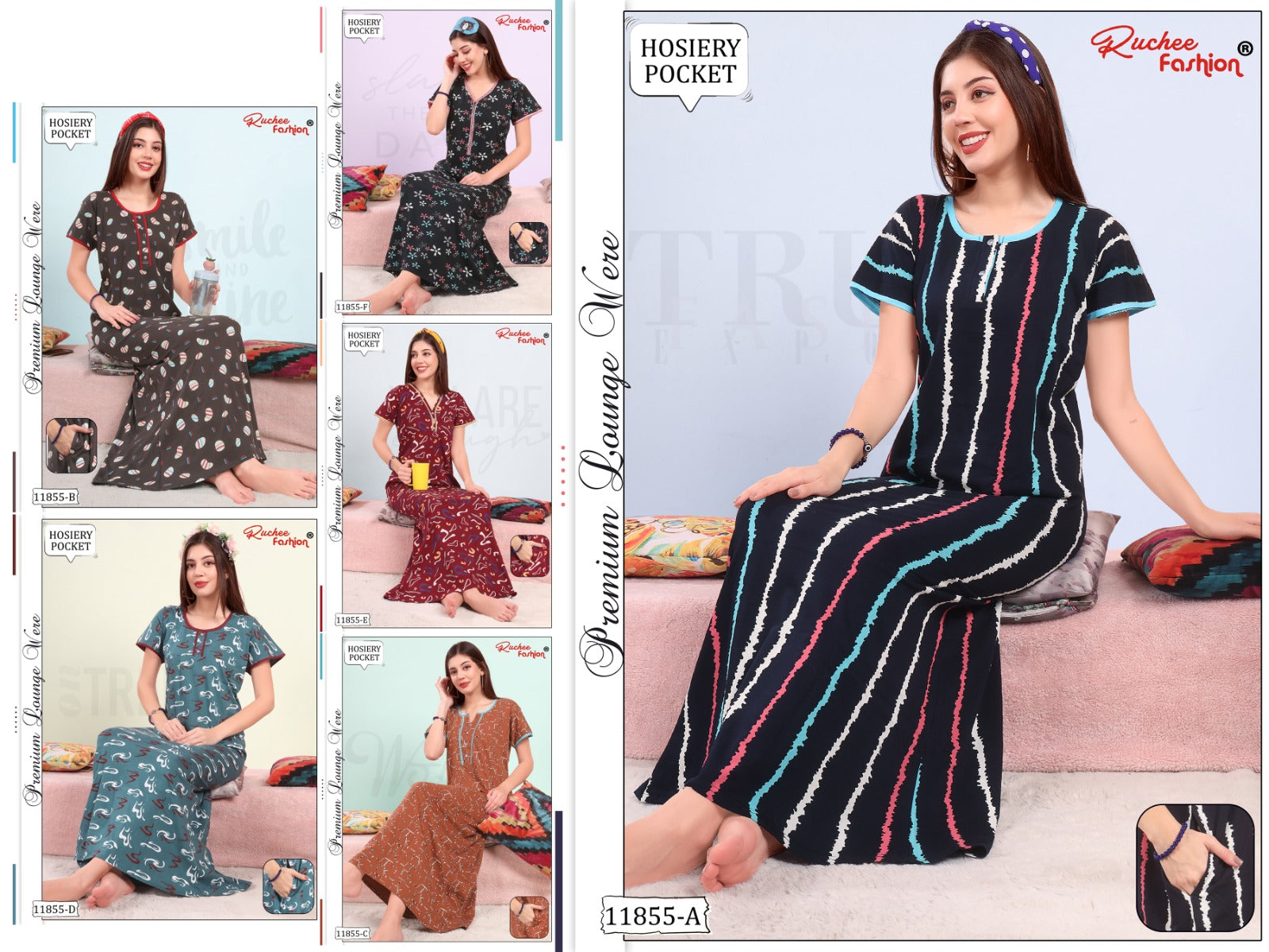 Design 11855 Ruchee Fashion Hosiery Night Gowns Exporter Gujarat