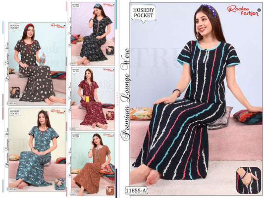 Design 11855 Ruchee Fashion Hosiery Night Gowns Exporter Gujarat