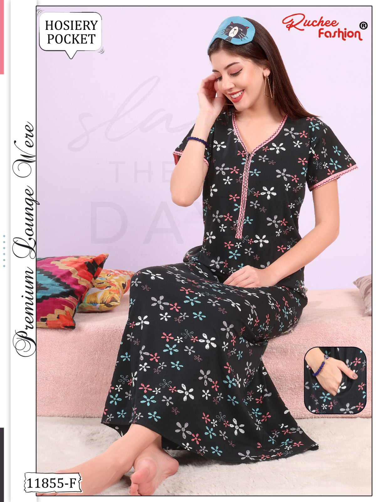 Design 11855 Ruchee Fashion Hosiery Night Gowns Exporter Ahmedabad