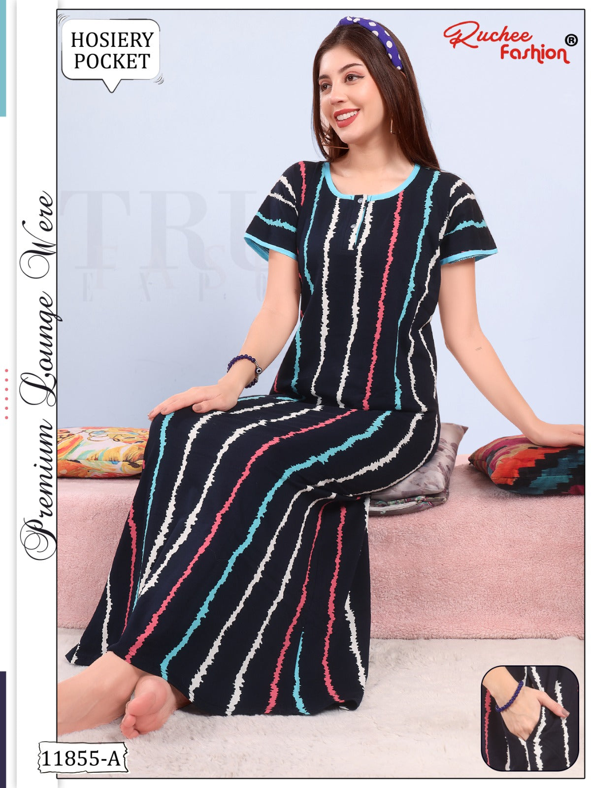 Design 11855 Ruchee Fashion Hosiery Night Gowns Exporter Gujarat