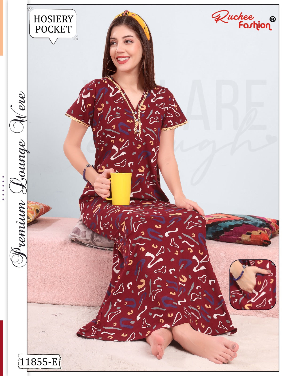 Design 11855 Ruchee Fashion Hosiery Night Gowns Exporter Gujarat