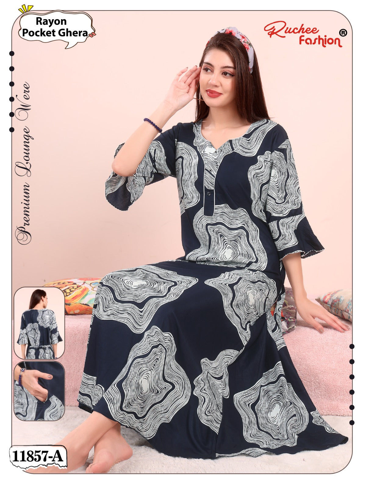 Design 11857-11858 Ruchee Fashion Rayon Night Gowns Supplier Gujarat