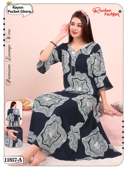 Design 11857-11858 Ruchee Fashion Rayon Night Gowns Supplier Gujarat
