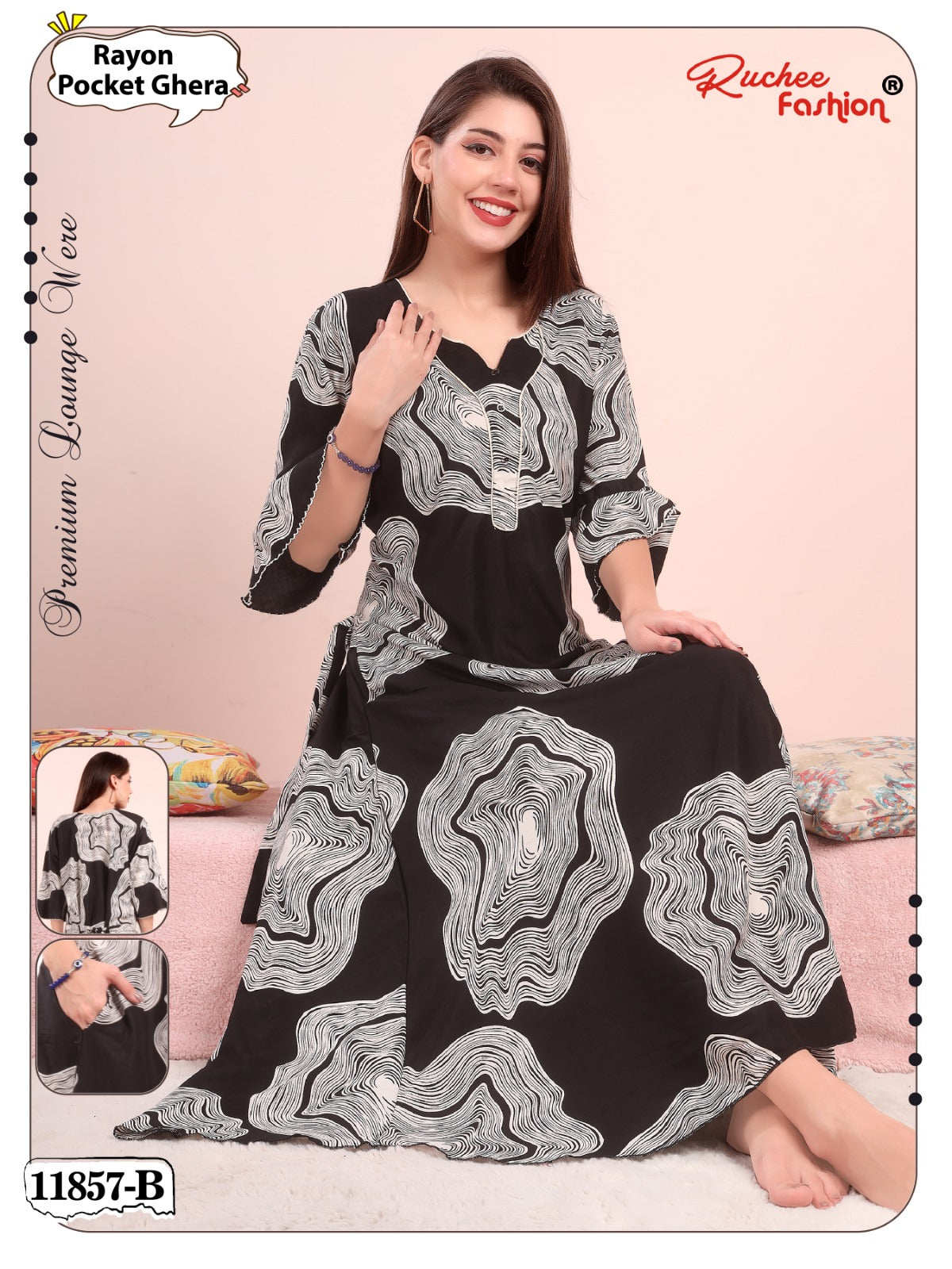 Design 11857-11858 Ruchee Fashion Rayon Night Gowns Supplier Gujarat