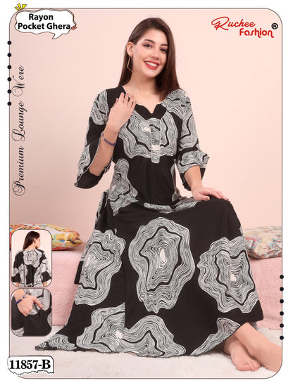 Design 11857-11858 Ruchee Fashion Rayon Night Gowns Supplier Gujarat