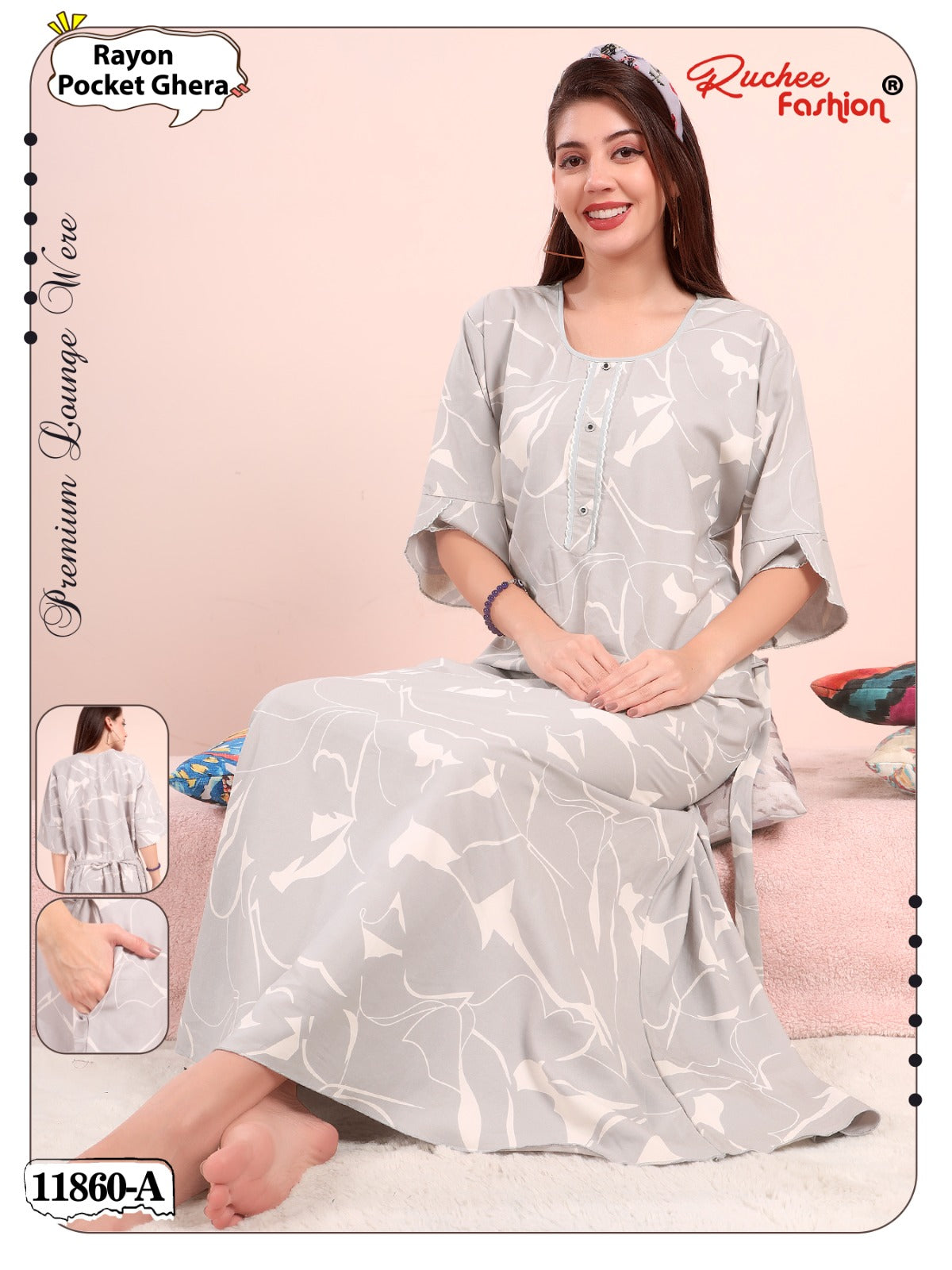Design 11859-11861 Ruchee Fashion Rayon Night Gowns Manufacturer Gujarat
