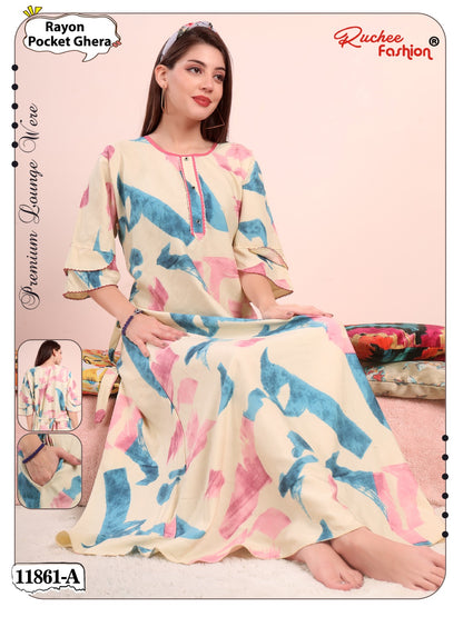 Design 11859-11861 Ruchee Fashion Rayon Night Gowns Manufacturer Gujarat