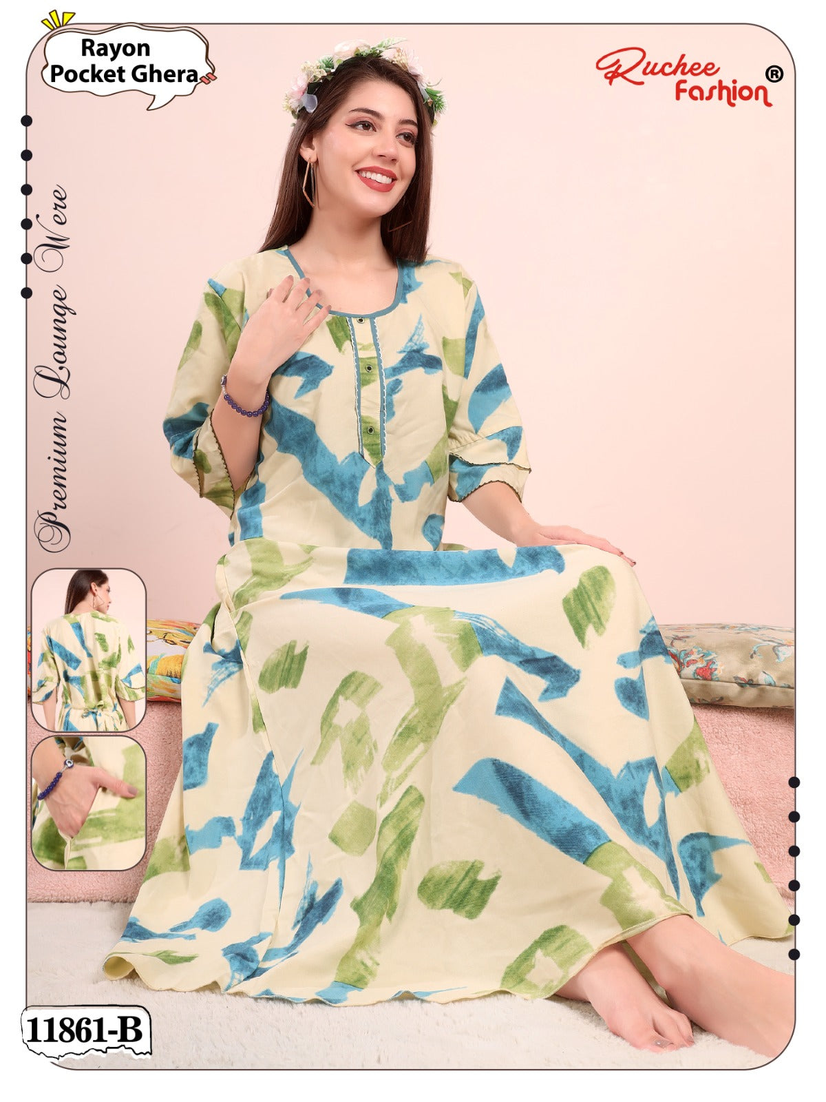 Design 11859-11861 Ruchee Fashion Rayon Night Gowns Manufacturer Gujarat