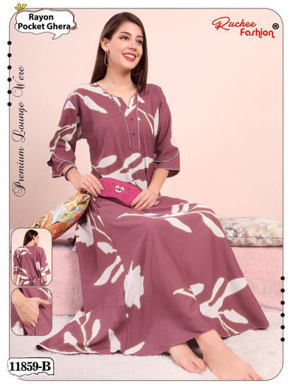 Design 11859-11861 Ruchee Fashion Rayon Night Gowns Manufacturer Gujarat