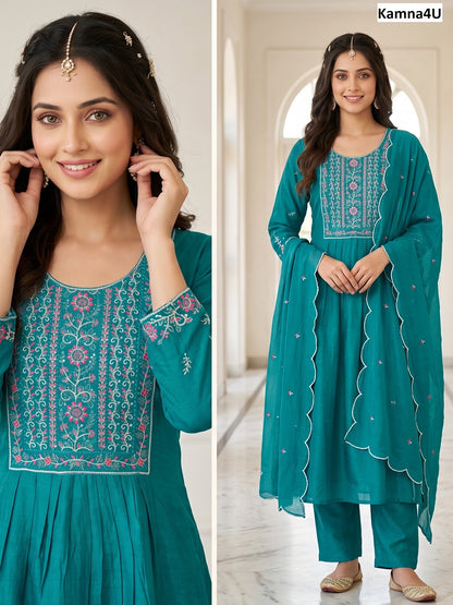 Design 1188 Kamna4U Chanderi Readymade Anarkali Suits Wholesale Rate