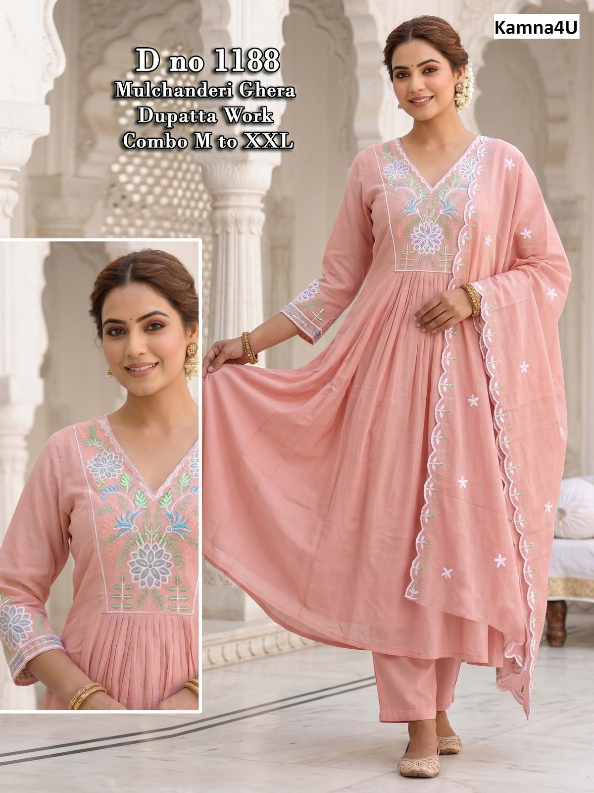 Design 1188 Kamna4U Chanderi Readymade Anarkali Suits Wholesale Rate