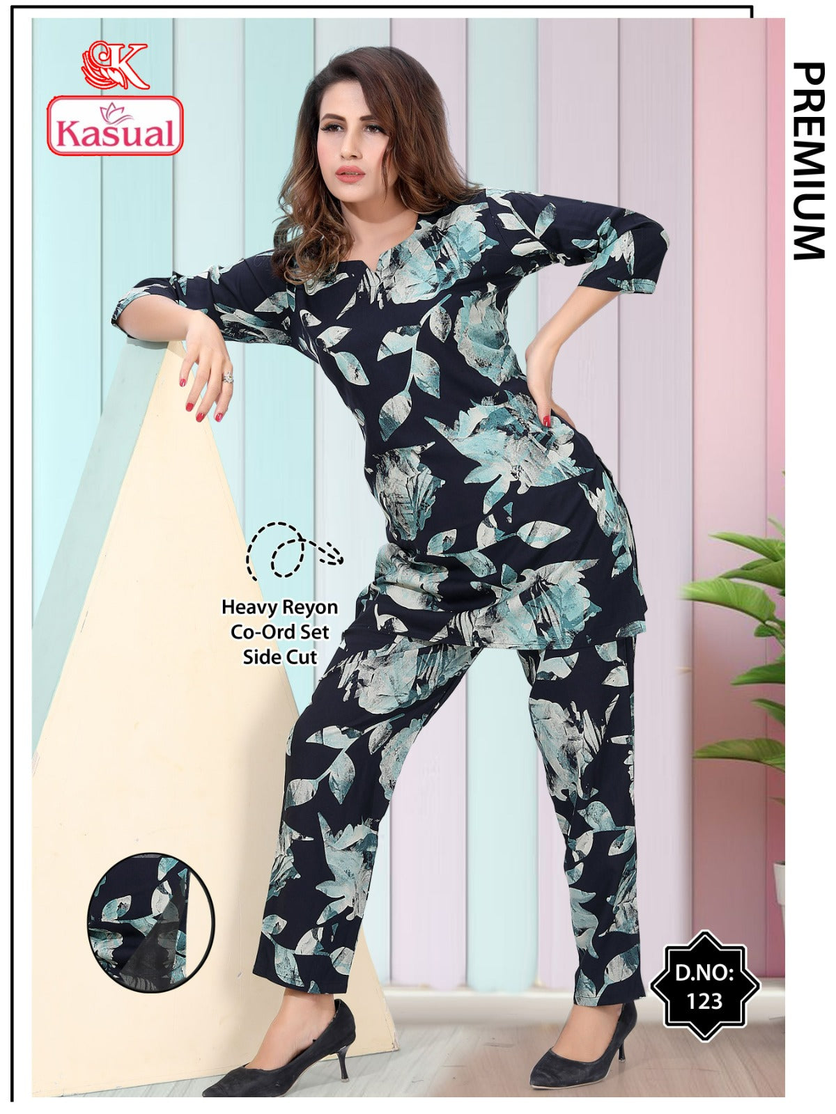 Design 119-126 Kasual Reyon Co Ord Set Wholesaler India