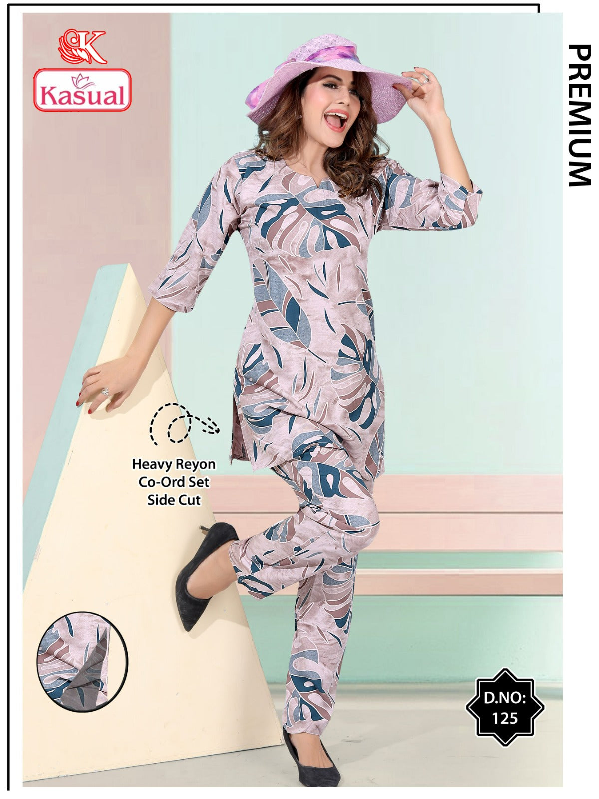 Design 119-126 Kasual Reyon Co Ord Set Wholesaler India