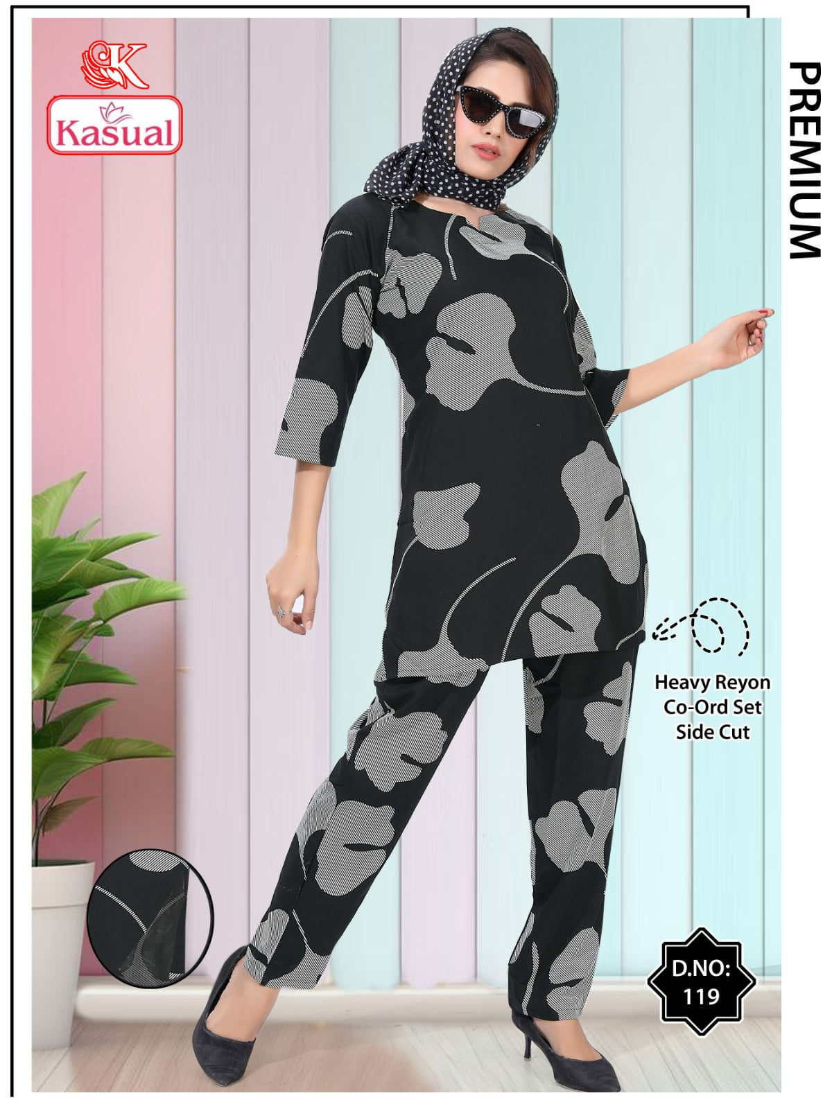 Design 119-126 Kasual Reyon Co Ord Set Wholesaler India