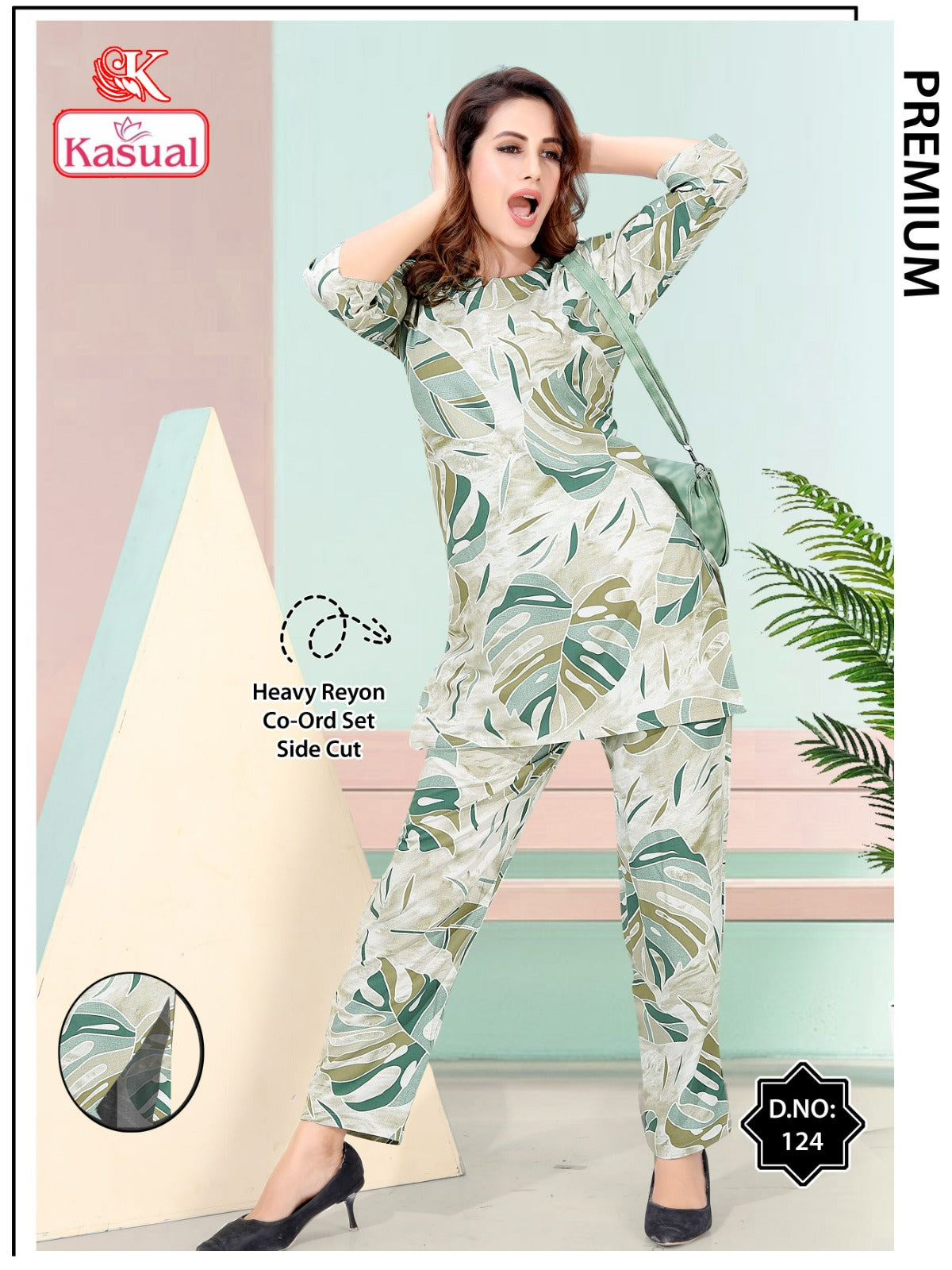 Design 119-126 Kasual Reyon Co Ord Set Wholesaler India