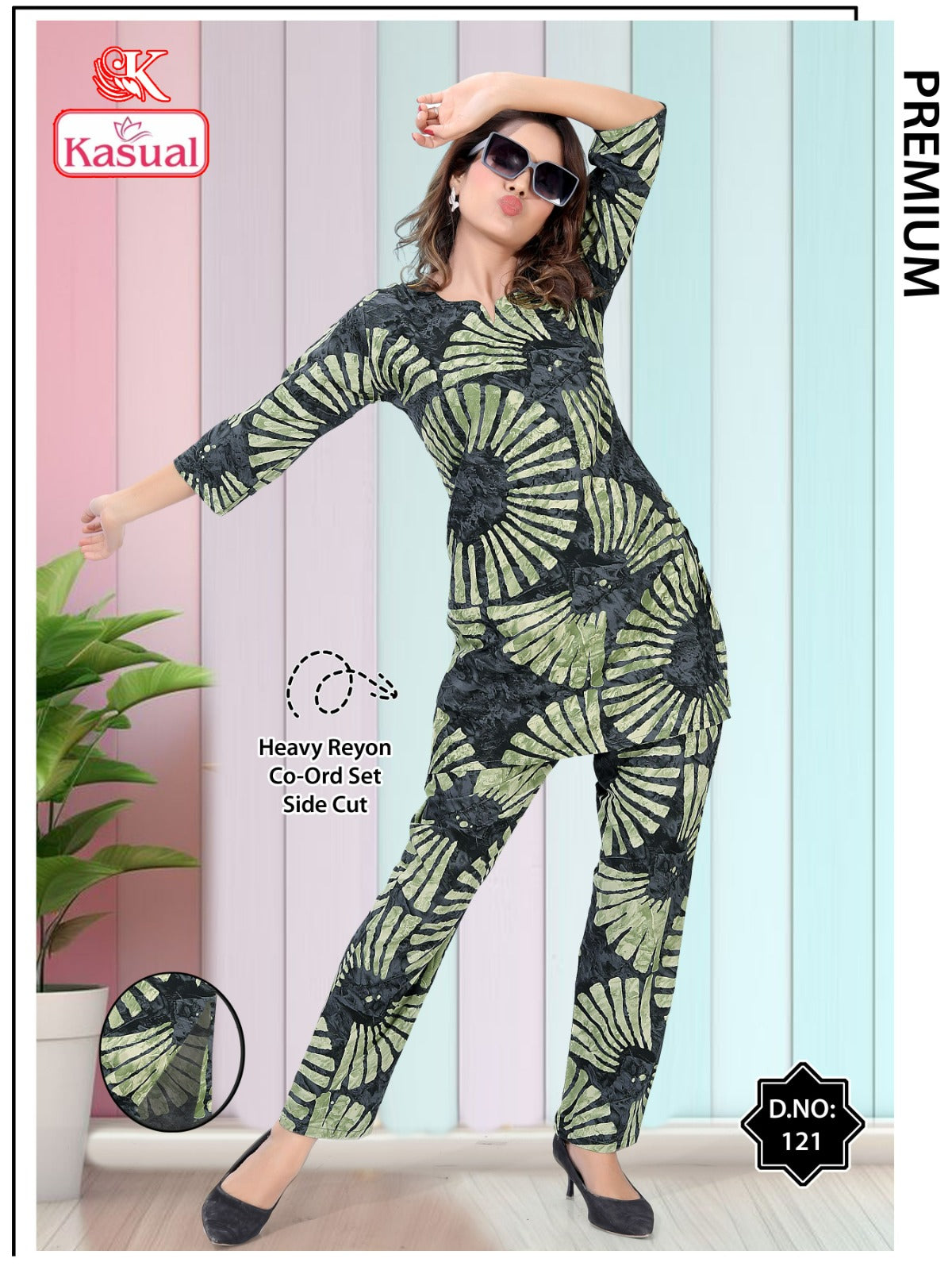 Design 119-126 Kasual Reyon Co Ord Set Wholesaler India