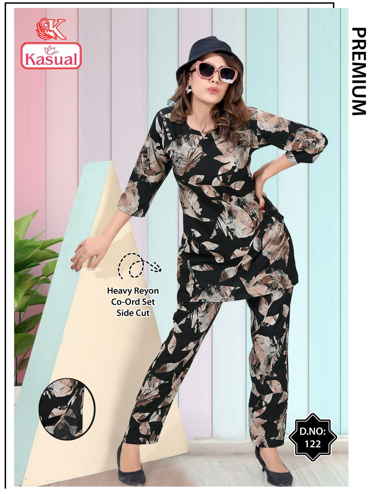 Design 119-126 Kasual Reyon Co Ord Set Wholesaler India