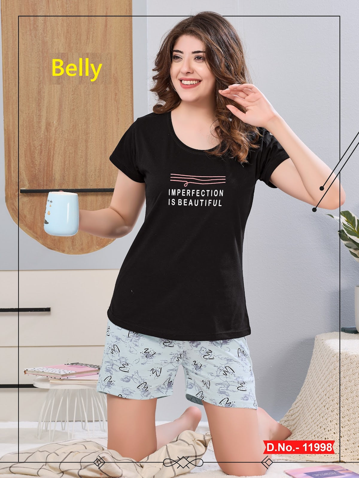 Design 11997-12003 Belly Sinker Shorts Night Suits Wholesale Rate