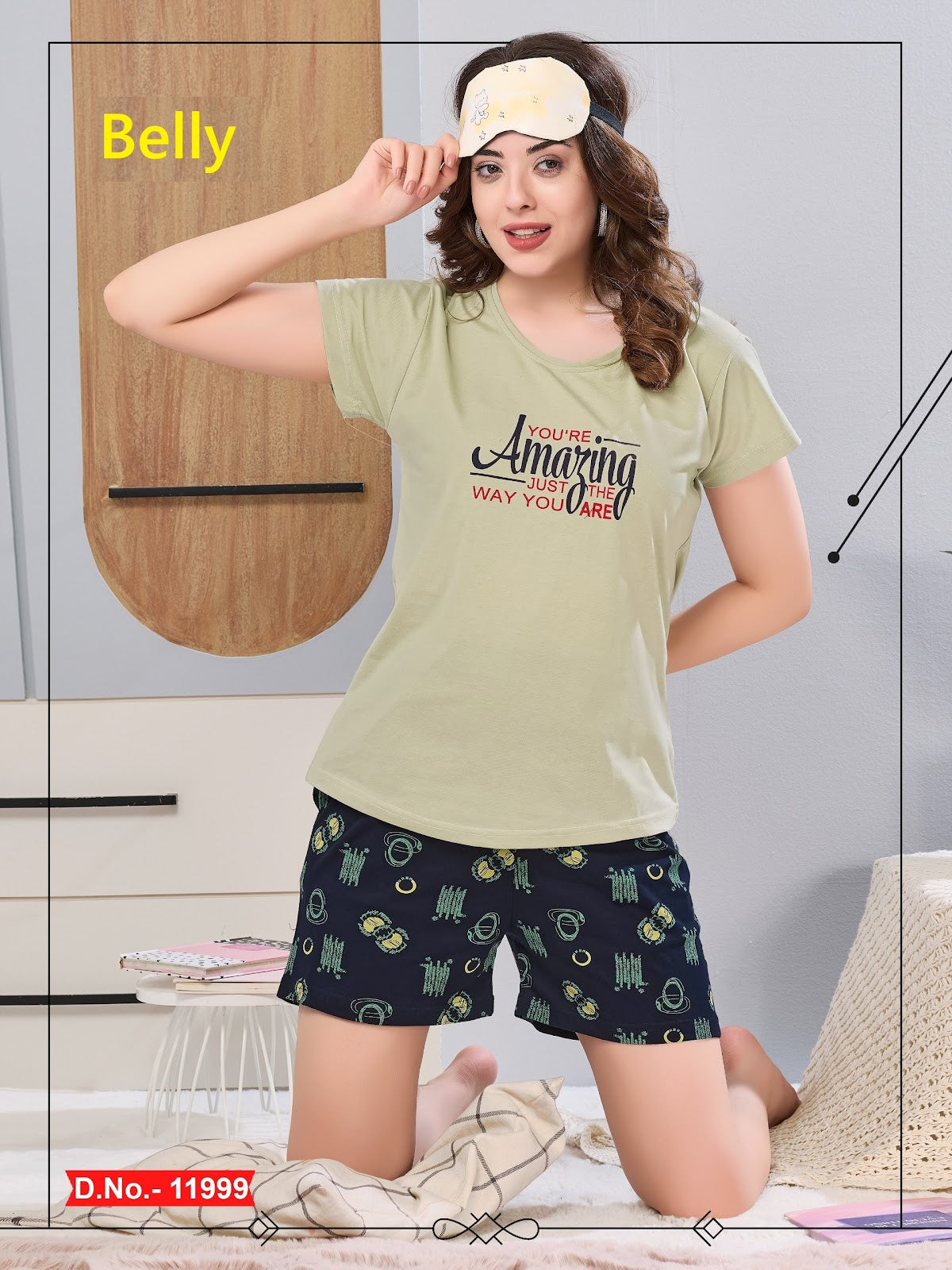 Design 11997-12003 Belly Sinker Shorts Night Suits Wholesale Rate