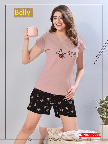 Design 11997-12003 Belly Sinker Shorts Night Suits Wholesale Rate