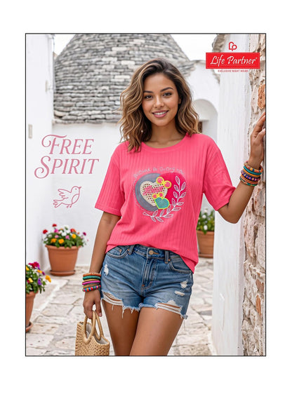 Design 11 Lining Life Partner Interlock Women Tshirt Manufacturer Gujarat