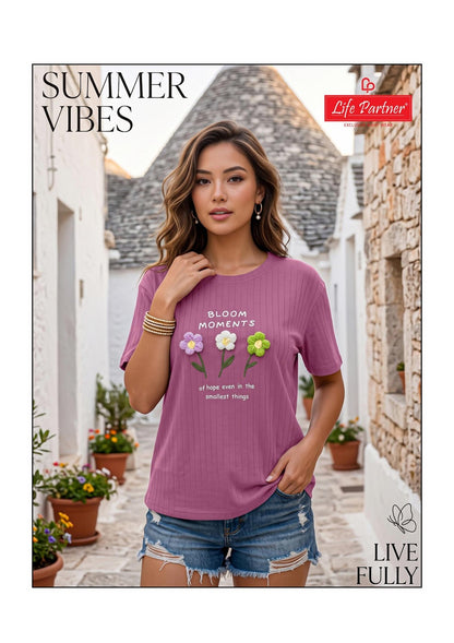 Design 11 Lining Life Partner Interlock Women Tshirt Manufacturer Gujarat