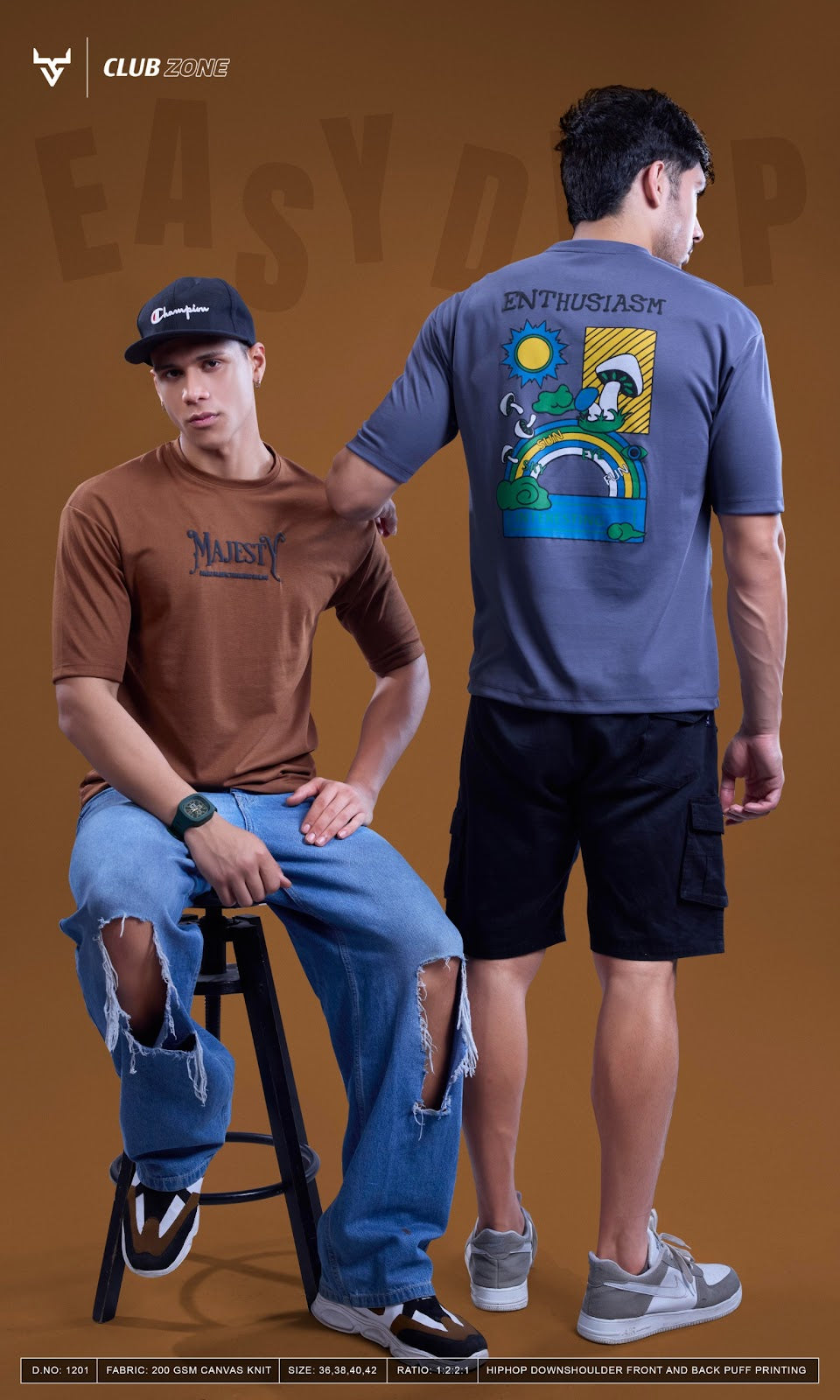 Design 1201 Club Zone Feather Knit Mens Tshirts Wholesaler
