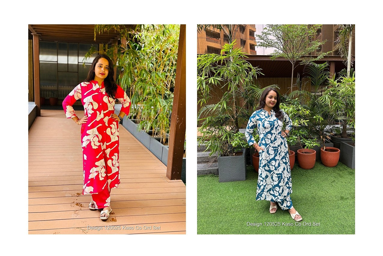 Design 120525 Kaso Rayon Co Ord Set Wholesaler Ahmedabad