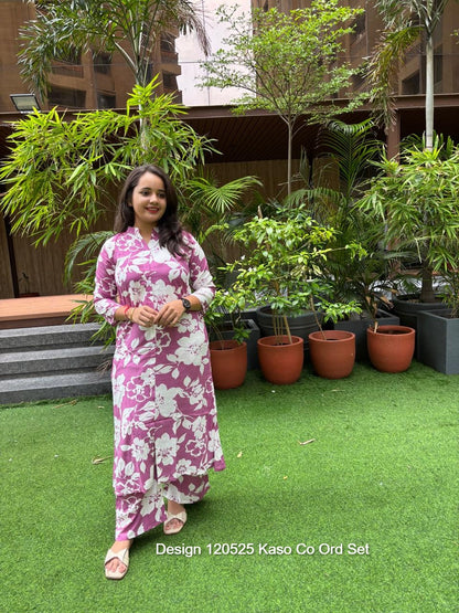 Design 120525 Kaso Rayon Co Ord Set Wholesaler Ahmedabad