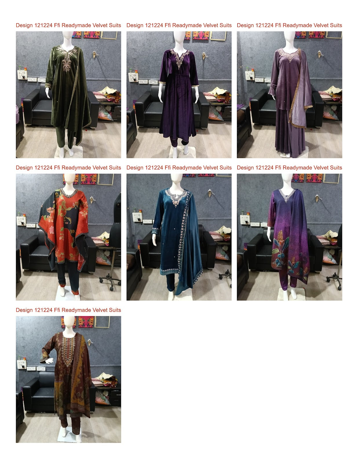 Design 121224 Ffi Readymade Velvet Suits Supplier India