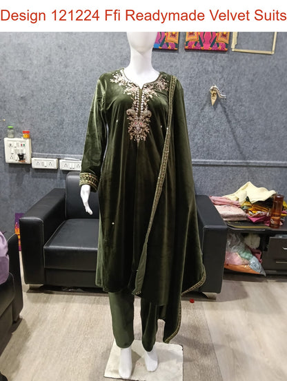 Design 121224 Ffi Readymade Velvet Suits Supplier India