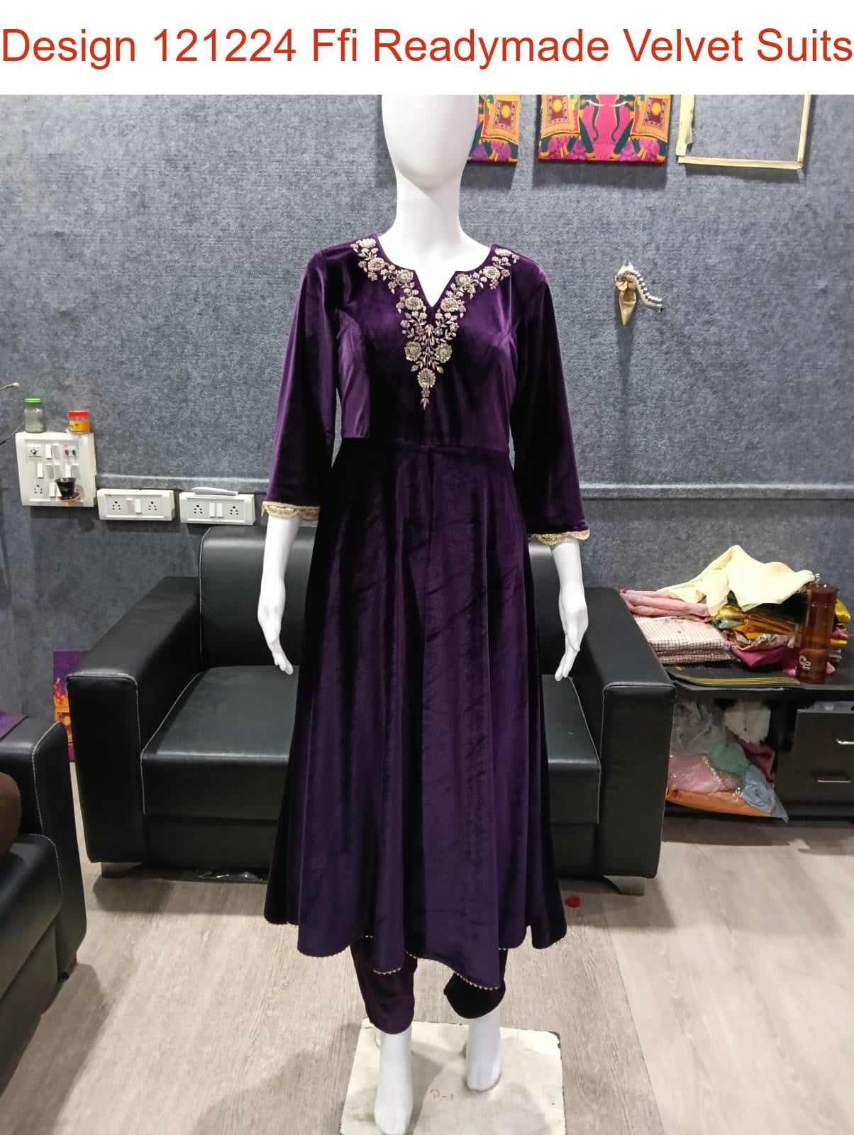 Design 121224 Ffi Readymade Velvet Suits Supplier India