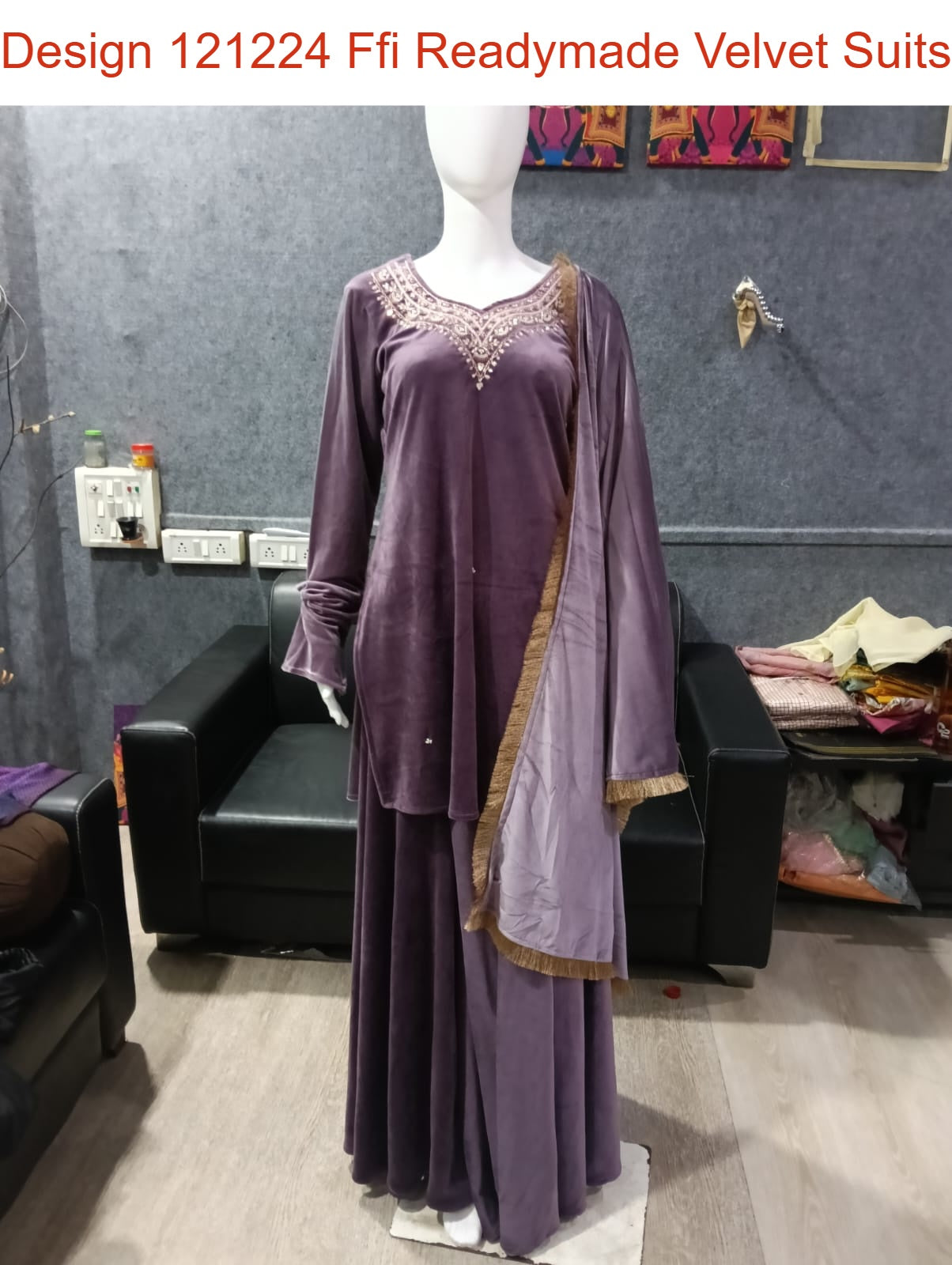 Design 121224 Ffi Readymade Velvet Suits Supplier India