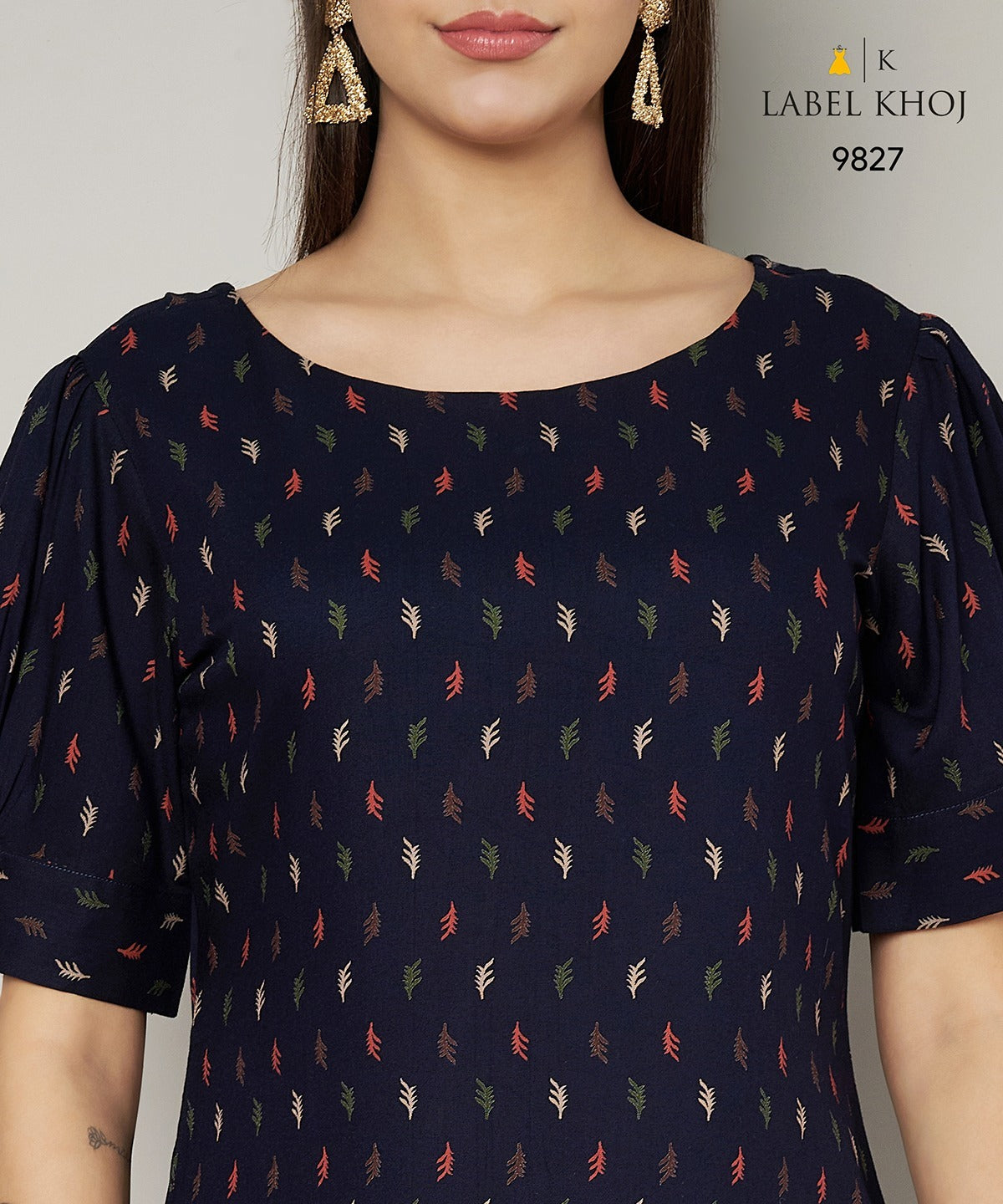 Design 12125 Label Khoj Viscose Rayon Kurti Pant Set Exporter
