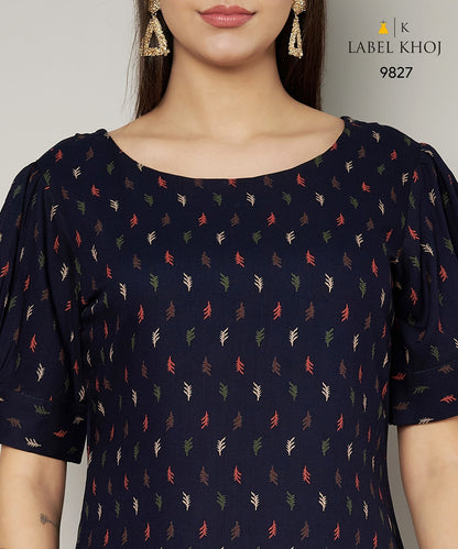 Design 12125 Label Khoj Viscose Rayon Kurti Pant Set Exporter
