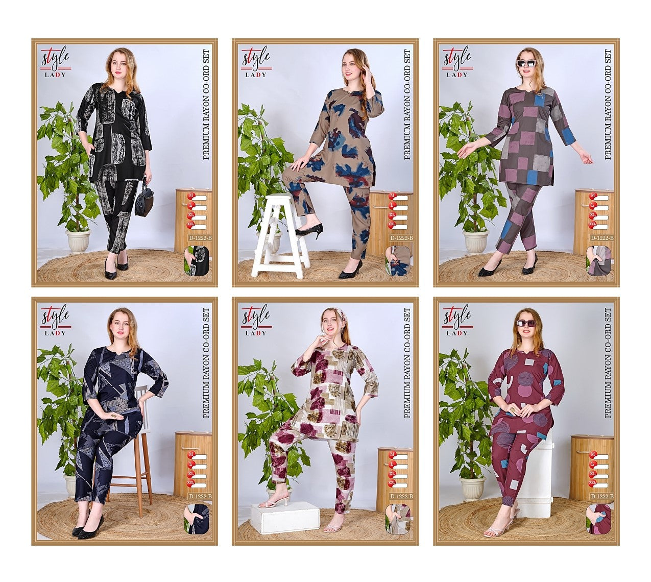 Design 1222 B Ladys Rayon Co Ord Set Wholesaler India