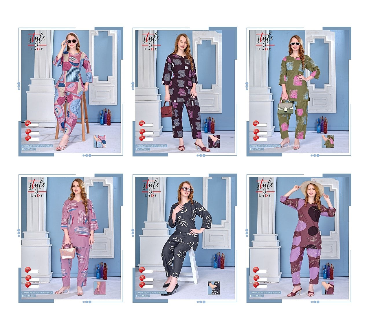 Design 1222 Plus Size Ladys Rayon Co Ord Set Exporter India