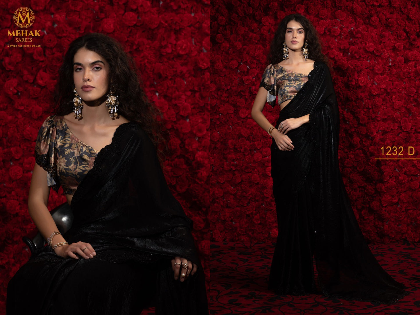 Design 1232A To 1232F Mehak Satin Silk Sarees Exporter India