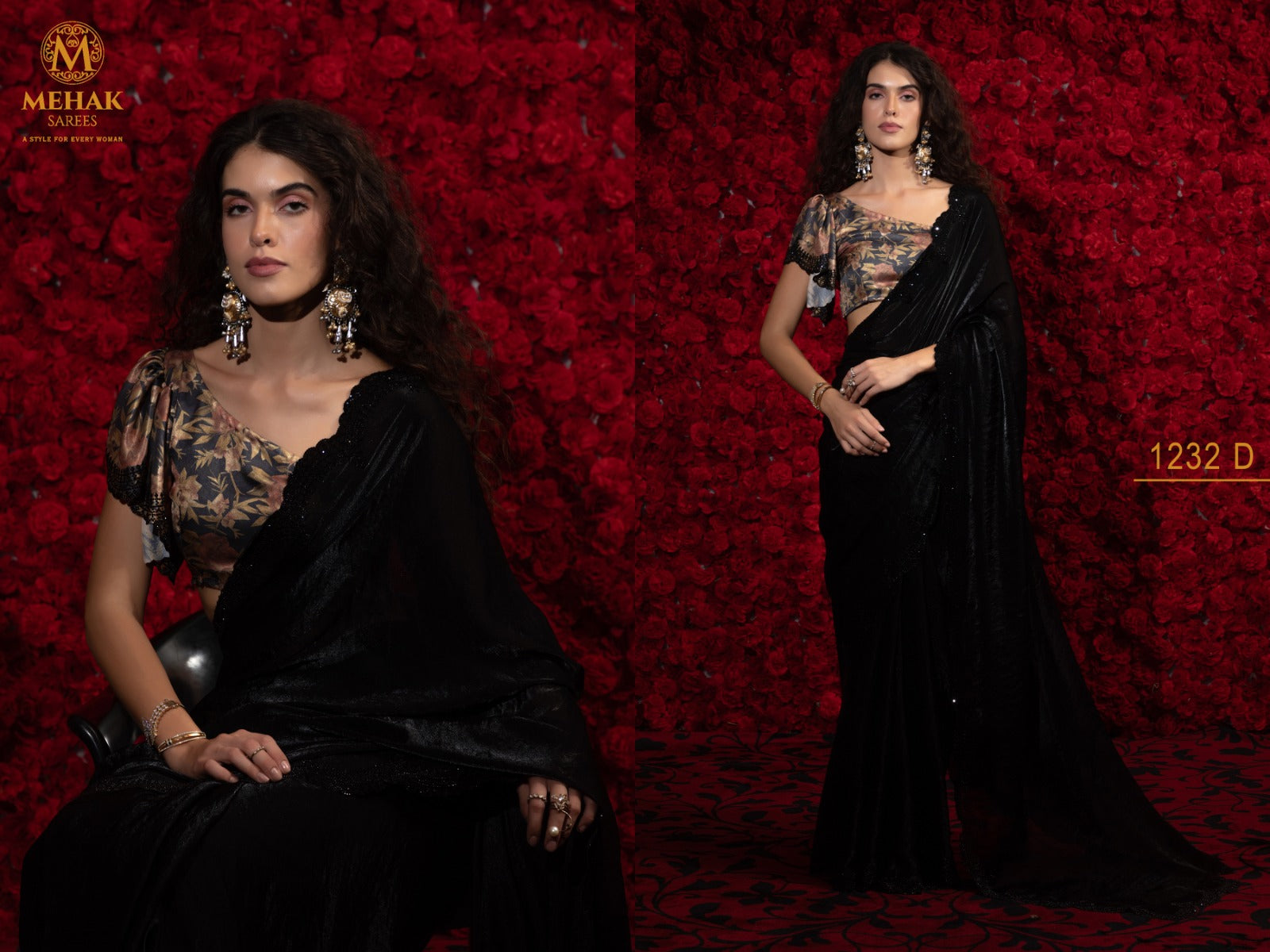 Design 1232A To 1232F Mehak Satin Silk Sarees Exporter India