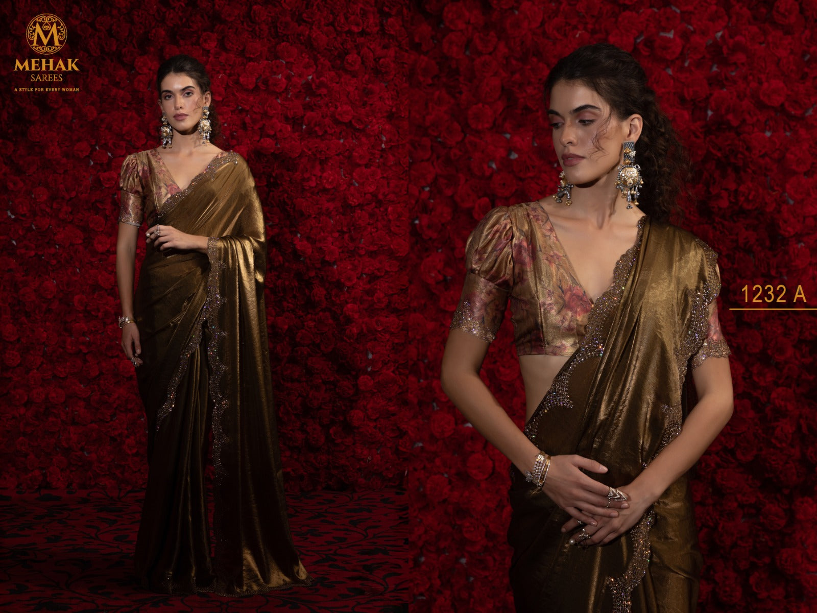 Design 1232A To 1232F Mehak Satin Silk Sarees Exporter India