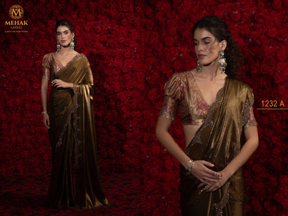 Design 1232A To 1232F Mehak Satin Silk Sarees Exporter India
