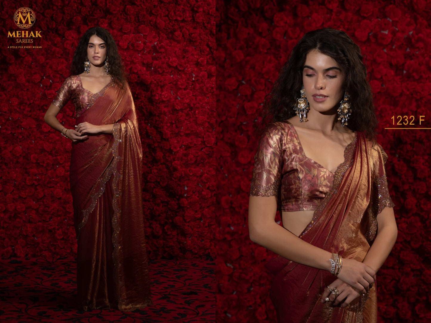 Design 1232A To 1232F Mehak Satin Silk Sarees Exporter India