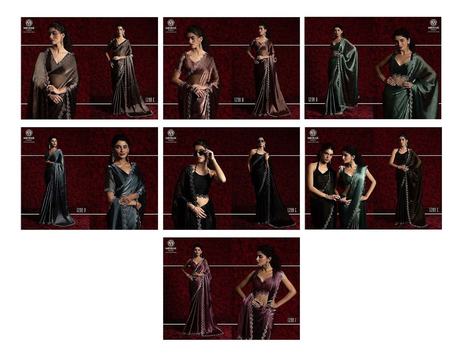 Design 1238A To 1238G Mehak Chiffon Sarees Exporter Ahmedabad