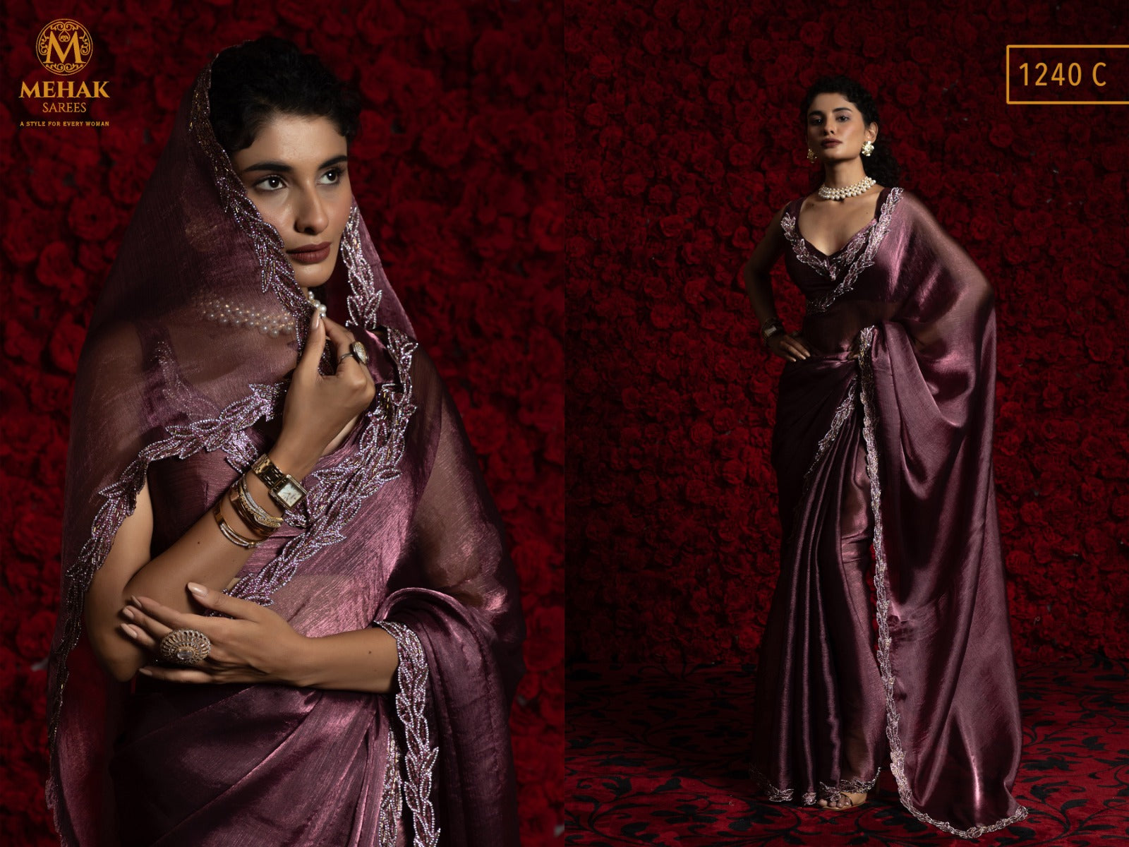 Design 1240A To 1240F Mehak Chiffon Sarees Wholesaler